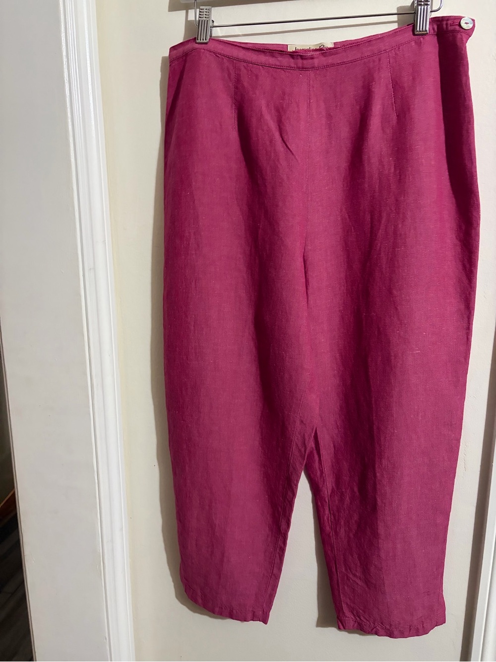 Jacqueline Riu - Cropped Linen-Blend Ankle Pants in Deep Fuchsia